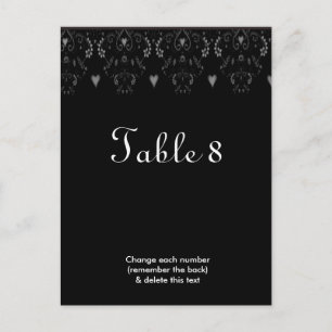 Carte postale Numéro de table de Mariage noir blan