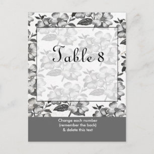 Carte postale Numéro de table de Mariage noir blan