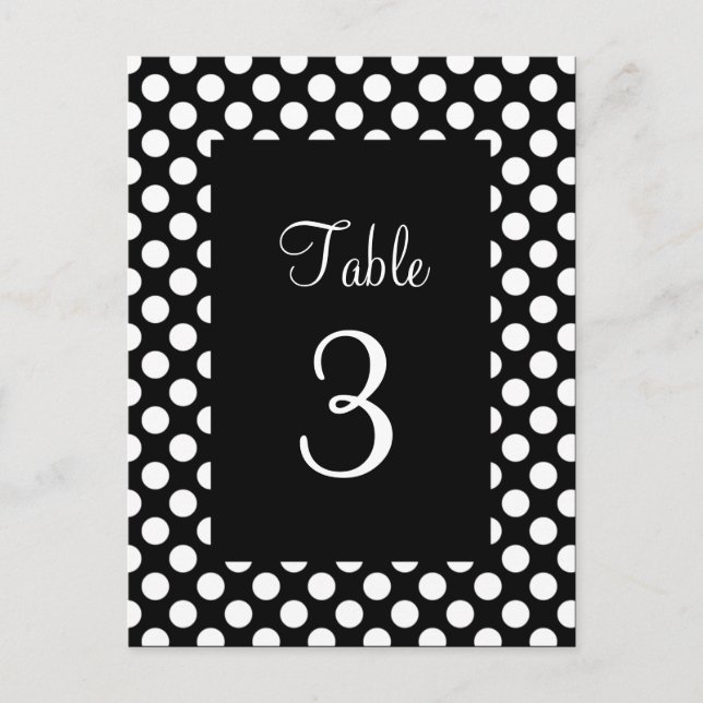 Carte postale Numéro de table de points Polka blan (Devant)