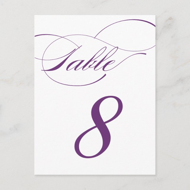 Carte postale Numéro de table de script élégant |  (Devant)