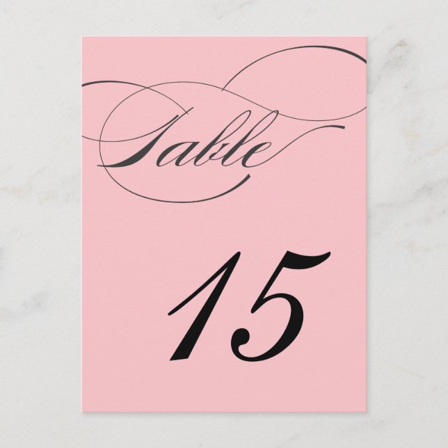 Carte postale Numéro de table de script élégant |  (Devant)