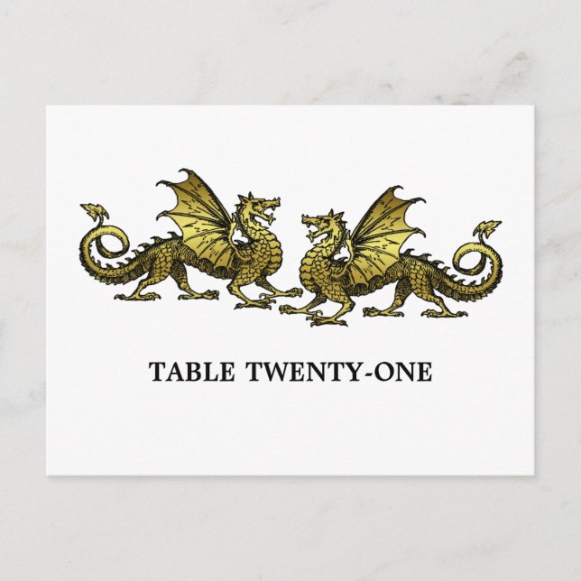 Carte postale Numéro de table Dragons Gold Elegant (Devant)