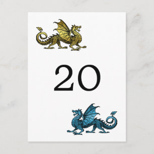 Carte postale Numéro de table Gold Blue Dragon