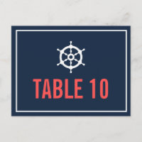 Carte postale Numéro de table marine et corail