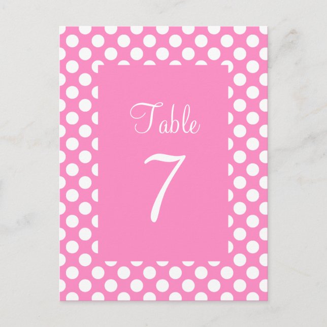 Carte postale Numéro de table Pointe rose et blanc (Devant)
