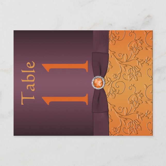 Carte postale Numéro de table Purple et Tangerine (Devant)