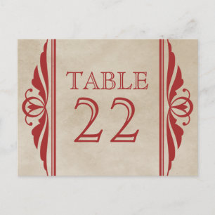 Carte postale Numéro de table Red Elegant Deco