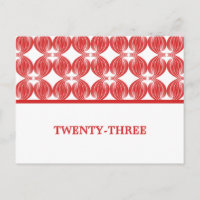 Carte postale Numéro de table Red Modern Deco