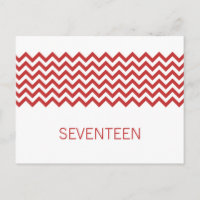 Carte postale Numéro de table Red Simple Chevron