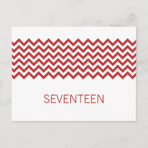 Carte postale Numéro de table Red Simple Chevron