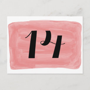 Carte postale Numéro de tableau de couleur rouge