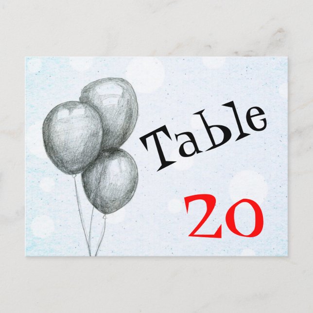 Carte postale Numéro de tableau des ballons (Devant)