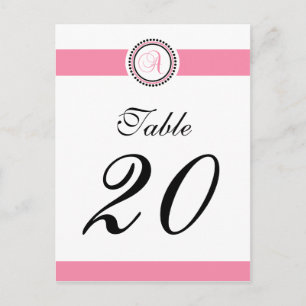 Carte Postale Numéro de tableau Monogramme circulaire (rose/noir