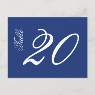 Carte Postale Numéros de tableau de script classique (blanc/bleu
