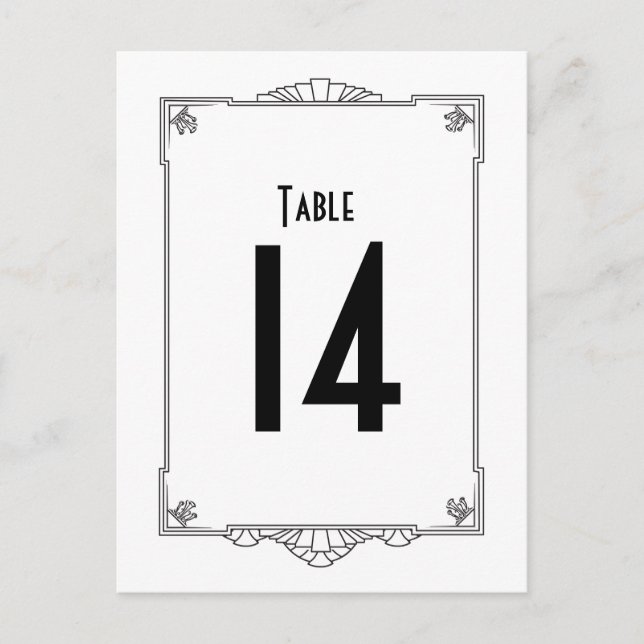 Carte Postale Numéros de tableau de style Art déco (Devant)