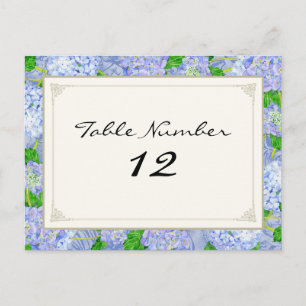 Carte Postale Numéros de tableau Dentelle bleu Hydrangée Florale