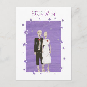 Carte Postale Numéros de tableau, Mariage d'Halloween squelette