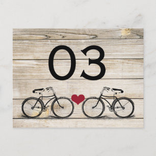 Carte Postale Numéros de tableau vintage Mariage de bicyclettes