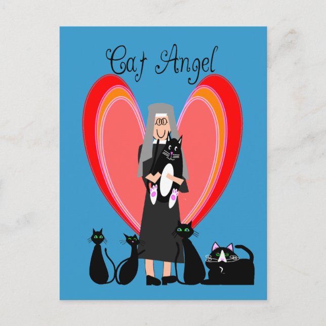 Carte Postale Nun Cat Angel Art Cadeaux (Devant)