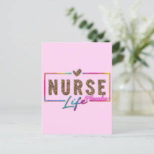 Carte Postale "Nurse Life" en Elegant Rainbow Colors