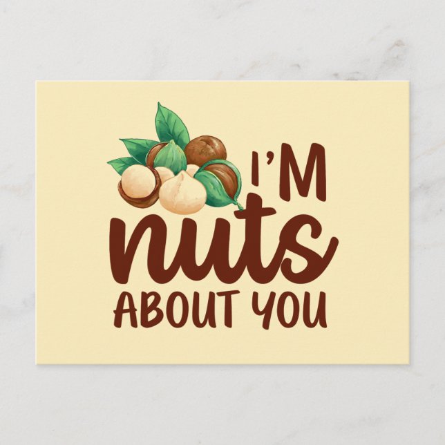Carte Postale Nuts About You mignon Love Pun Funny Valentine's D (Devant)