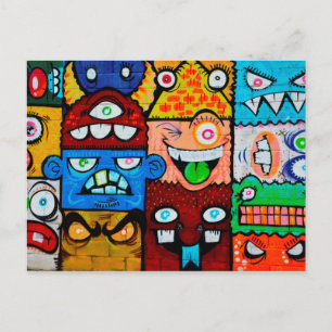 Carte Postale NY Graffiti Street Art - Mignons monstres soyeux