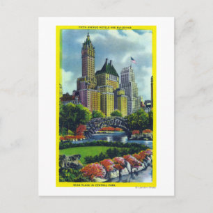 Carte Postale NYC Central Park Vue des hôtels de 5th Ave