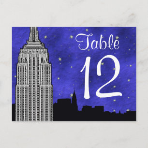 Carte Postale NYC ESB Skyline Silhouette Blu2 Stré Numéro de tab