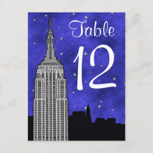 Carte Postale NYC ESB Skyline Silhouette Blu Starry Numéro de ta