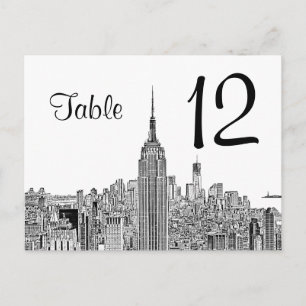 Carte Postale NYC Skyline ESB Top of the Rock Table Number