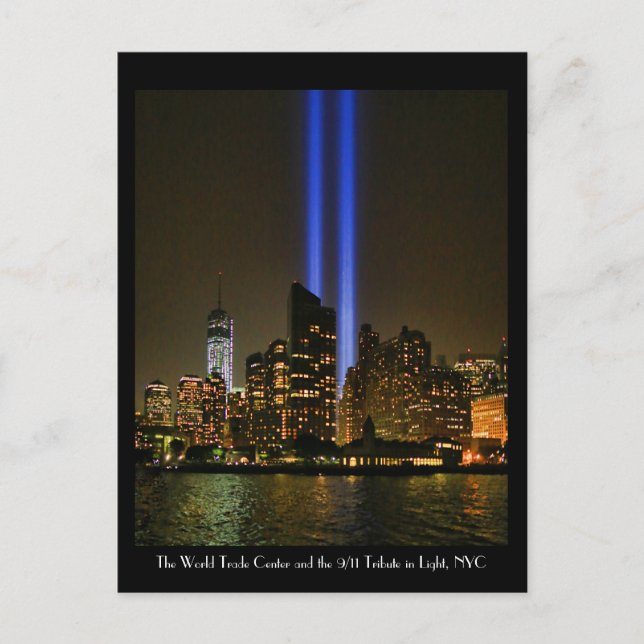 Carte Postale NYC Skyline : WTC 9/11 Hommage À La Lumière 2013 # (Devant)