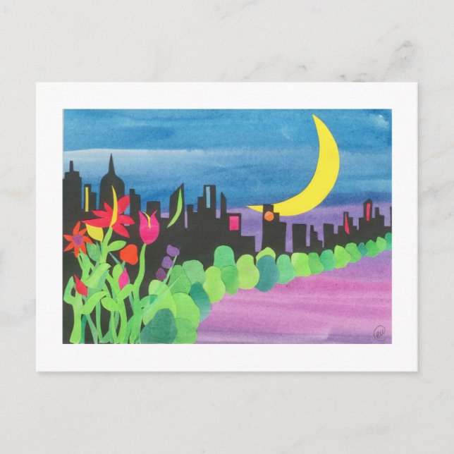 Carte Postale NYC vert à la nuit II 07-09 (Devant)