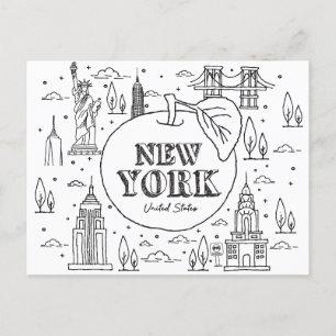 Carte Postale NYE New York Vacances Souvenirs NYC Cadeau
