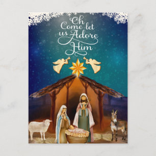 Carte Postale "Ô venez adorons-le" Noël de la Nativité