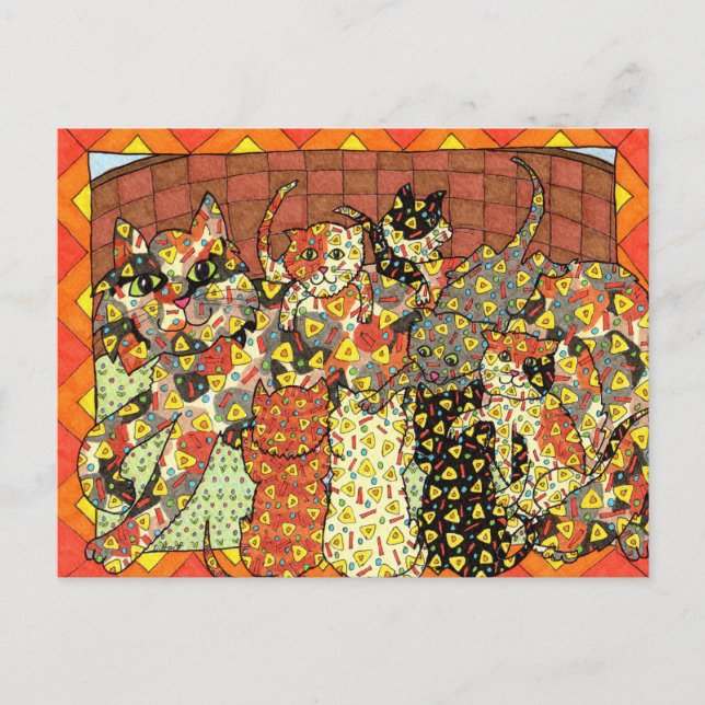 Carte Postale Oaxacan Chat et chatons (Devant)