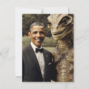 Carte Postale Obama Alien Réunion Conspiration photo Vintage