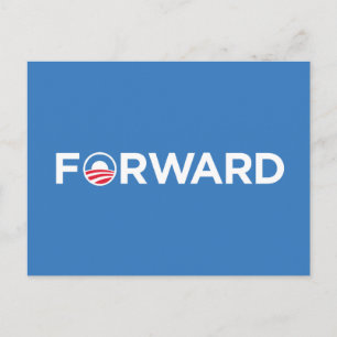 Carte Postale Obama Biden 2012 en avant (blanc sur bleu clair)