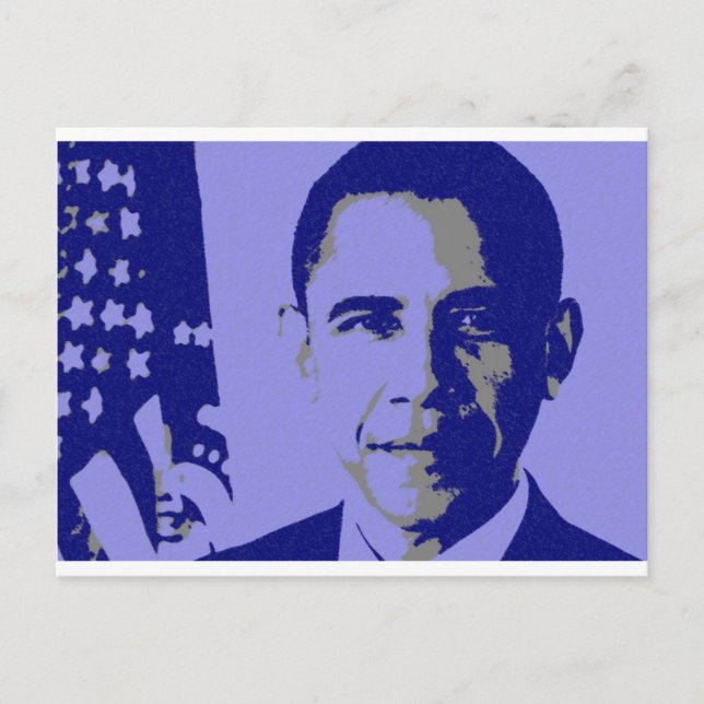 Carte Postale Obama bleu (Devant)
