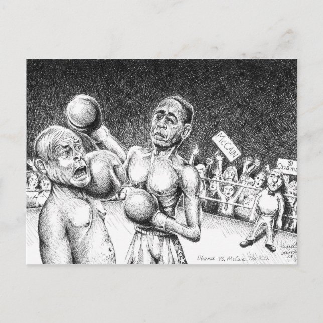 Carte Postale Obama contre McCain, le K.O.