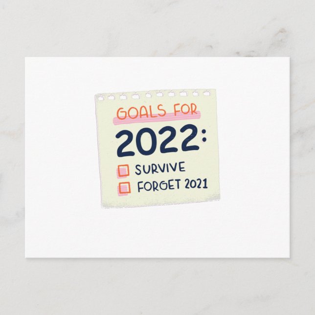 Carte Postale Objectifs pour 2022 : Survivre, Oublier 2021 (Devant)