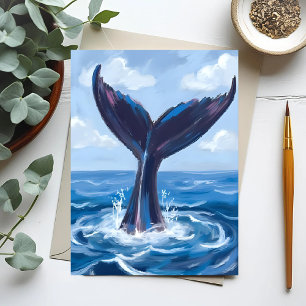 Carte Postale Observation des baleines   Aquarelle bleu