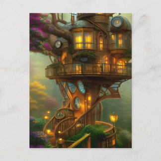 Carte Postale Observatoire Steampunk Treehouse