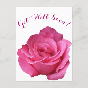 Carte Postale Obtenez bien bientôt jolie rose rose simple amour 