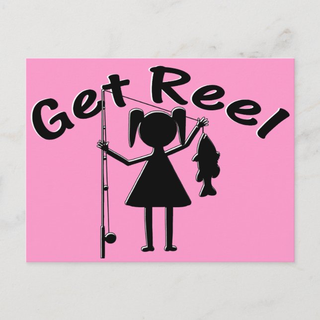 Carte Postale Obtenir Reel - Petites filles pêche (Devant)