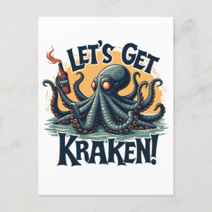 Carte Postale Obtenons Kraken Funny Rum Boire du poulpe
