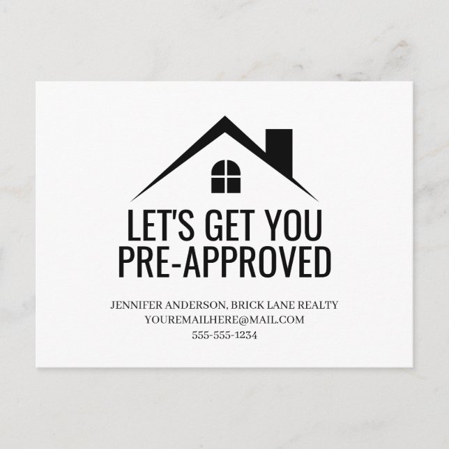 Carte Postale Obtenons-vous des biens immobiliers pré-approuvés (Devant)