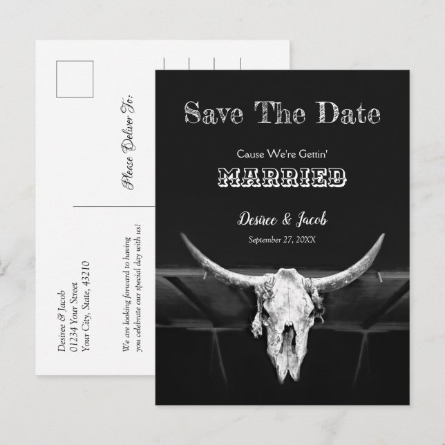 Carte Postale Occidental Rustique Noir Et Blanc Enregistrer La D (Devant / Derrière)