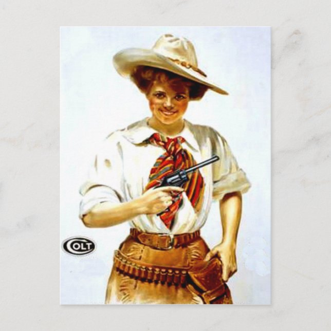 Carte postale occidentale "Colt Cowgirl" (Devant)