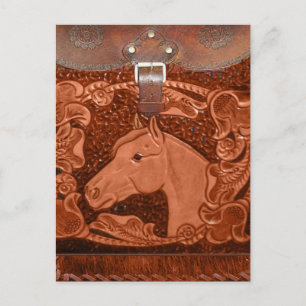 Carte postale occidentale en cuir à outils "Cheval