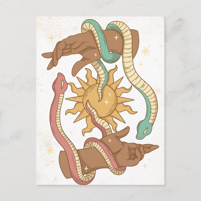 Carte postale occulte Mains et Serpents (Devant)
